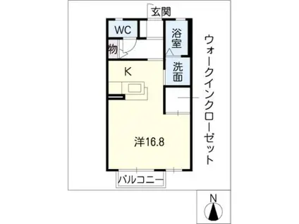 クレセント加納 A棟(ワンルーム/2階)の間取り写真