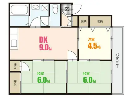 ファミールナカイI(3LDK/2階)の間取り写真