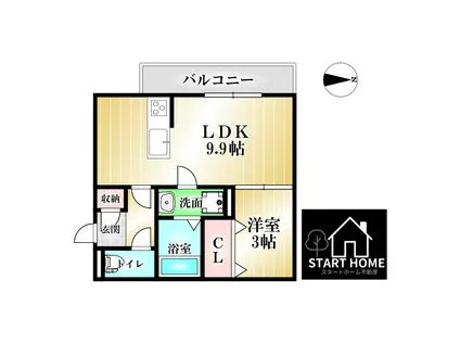 ドリーム庄町II(1LDK/2階)の間取り写真