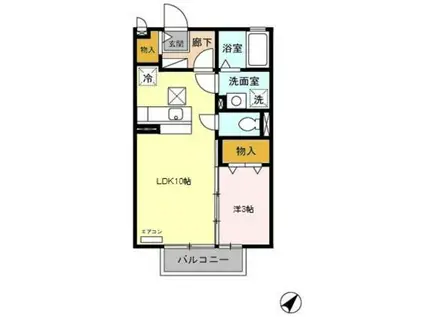 セジュール石原坂(1LDK/1階)の間取り写真