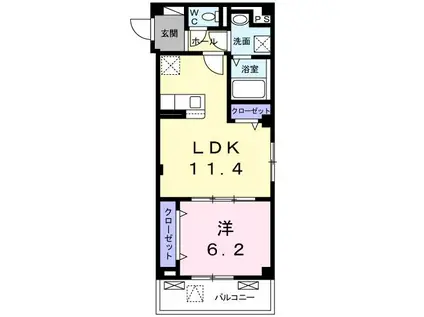 シャインエクセレント(1LDK/2階)の間取り写真
