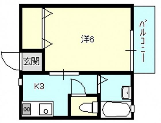 セジュールU(1K/1階)の間取り写真