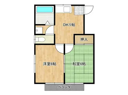 トキワハイツ(2DK/2階)の間取り写真