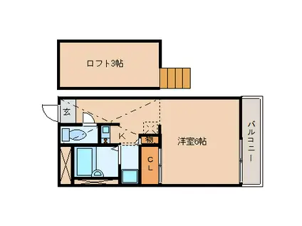 レオパレス21 緑の香芝(1K/2階)の間取り写真