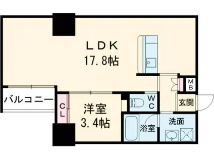 ZONNA神戸磯上通(1LDK/10階)の間取り写真