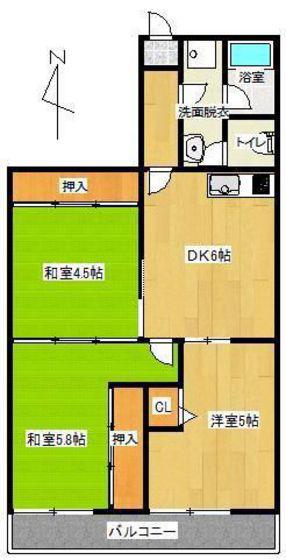 サンハイム厚生町(3DK/4階)の間取り写真