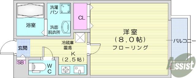 アイケイ2000(1K/2階)の間取り写真