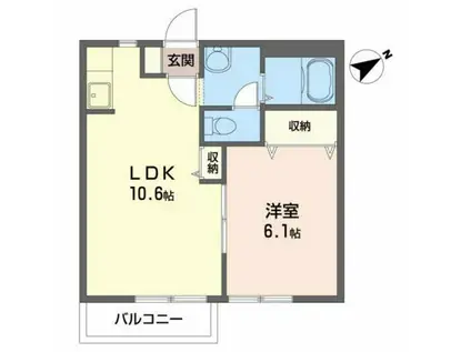 ビアーレM(1LDK/2階)の間取り写真