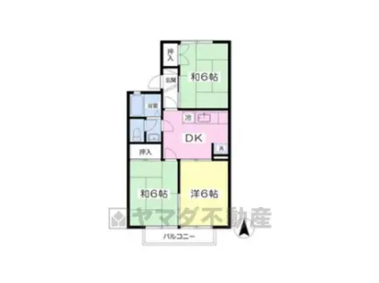 サニースクエアA棟(3DK/1階)の間取り写真