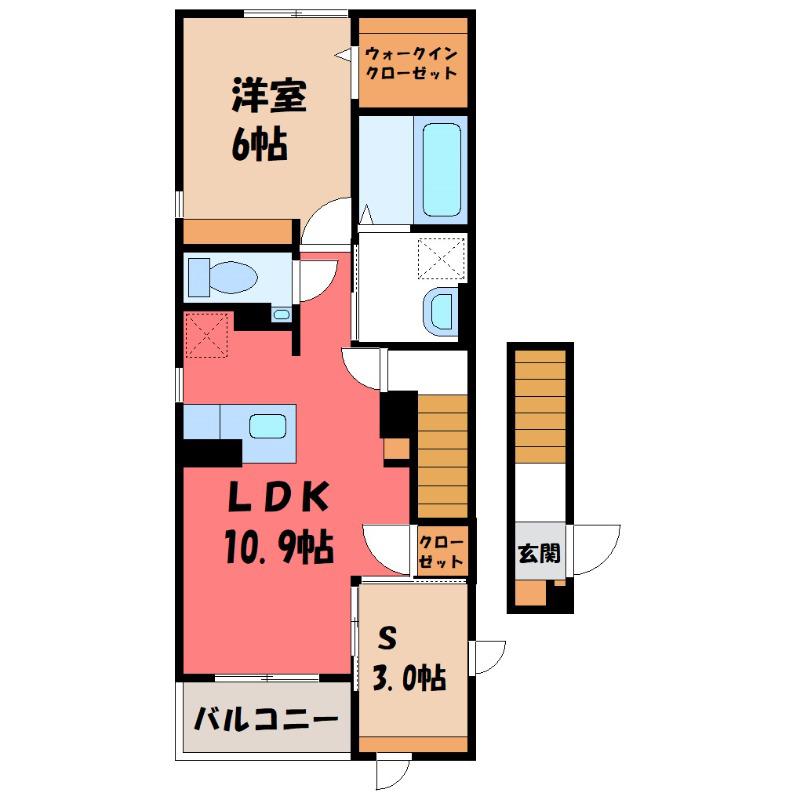 ラ ペ フランII(1LDK/2階)の間取り写真