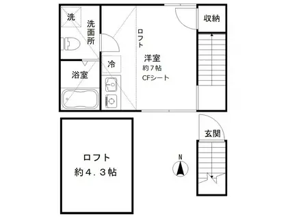 LOFTER(ワンルーム/2階)の間取り写真