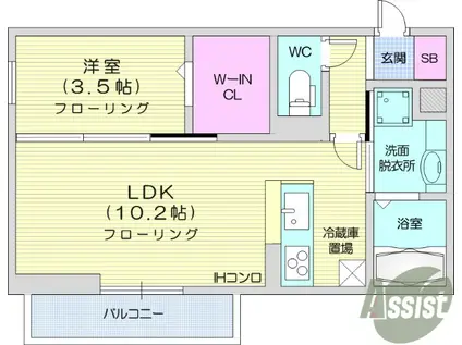コンフォルト(1LDK/1階)の間取り写真