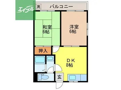 川平インターマンション(2DK/2階)の間取り写真
