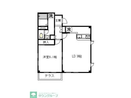 レジェンド高砂(1LDK/1階)の間取り写真