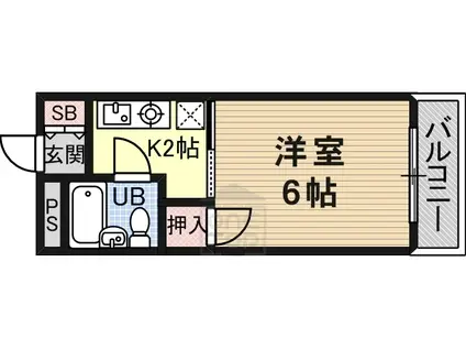 スカイブルー(1K/1階)の間取り写真