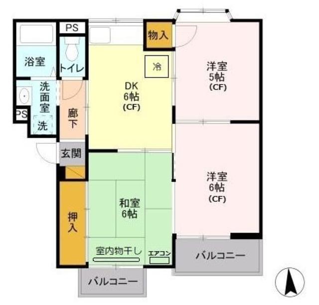 サンパーク816(3DK/2階)の間取り写真