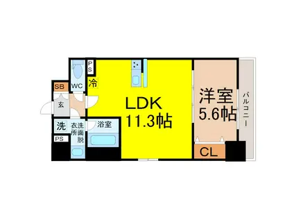 AURUM(1LDK/5階)の間取り写真