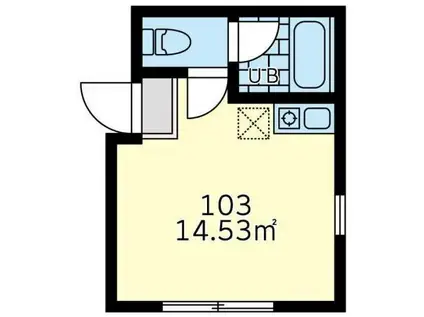 ユナイト石川町パウリスターナ(ワンルーム/1階)の間取り写真