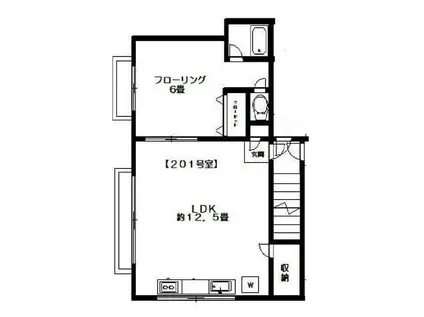 ハイツニューポプラ(1LDK/2階)の間取り写真