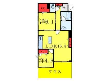 レゾンクレール(2LDK/1階)の間取り写真