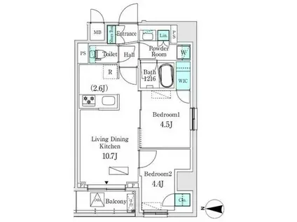 ASMACI MAISON両国I(2LDK/7階)の間取り写真