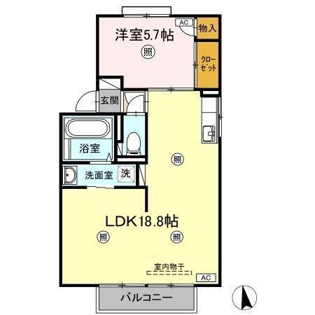ル・プレジールK(1LDK/2階)の間取り写真