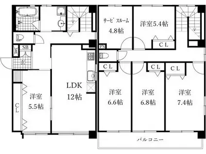 新栄サンハイツ(5SLDK/1階)の間取り写真