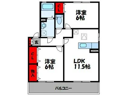 VERA・FUJI(2LDK/1階)の間取り写真