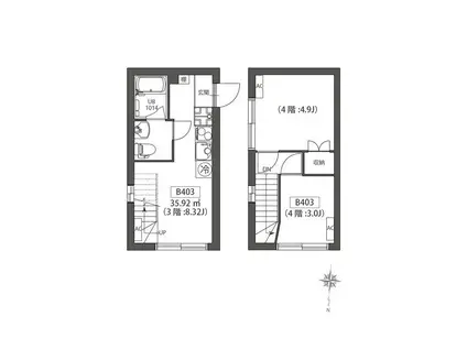 ORGO VITA 凛 B棟(2DK/4階)の間取り写真