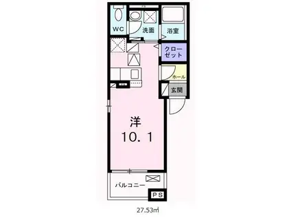 メルヴェーユ チーヨ(ワンルーム/2階)の間取り写真