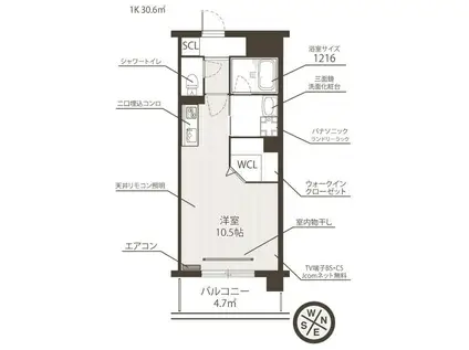 RIVIERE水前寺公園(ワンルーム/2階)の間取り写真