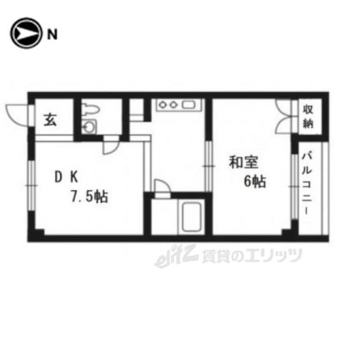 マンションいそい常盤(1DK/1階)の間取り写真