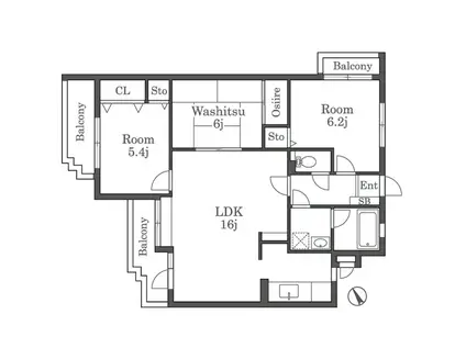 ベルエール大橋II(3LDK/3階)の間取り写真