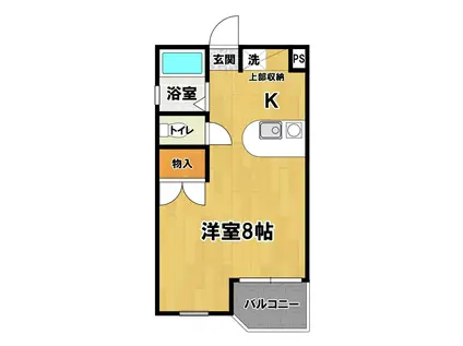 ヴィラエスポワール古来(1K/4階)の間取り写真