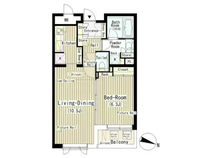 CARO南青山(1LDK/4階)の間取り写真