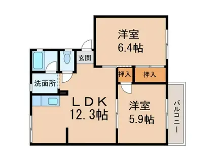 ラベニュー谷口(2LDK/2階)の間取り写真