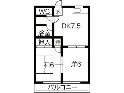 オクシンシティハイツ(2DK/2階)の間取り写真