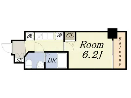 エグゼ大阪CITY ZWEI(1K/2階)の間取り写真