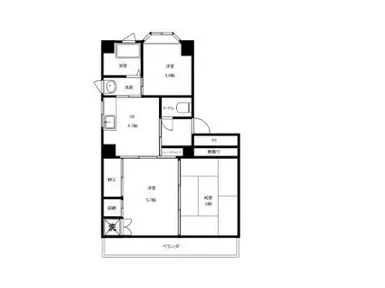 入江コーポ中春日(3DK/3階)の間取り写真