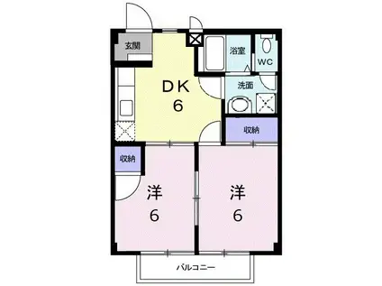 サンハイツ森(2DK/2階)の間取り写真