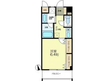 クァイエット(1K/1階)の間取り写真