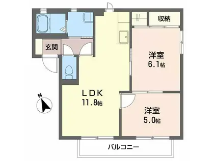 シャーメゾン和久屋(2LDK/1階)の間取り写真