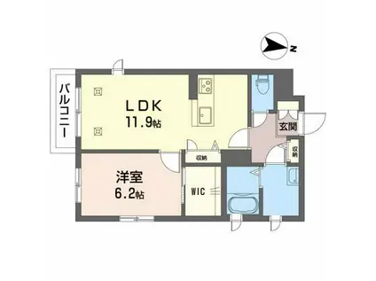 POSTO直江(1LDK/1階)の間取り写真