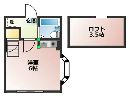 オーガスタハイツ(ワンルーム/2階)の間取り写真