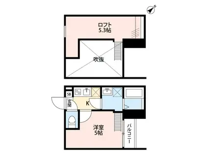 プリマヴェラ(1K/2階)の間取り写真