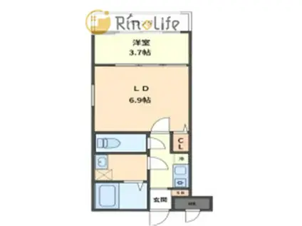 クレスト高安町南(1DK/2階)の間取り写真