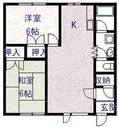 ふらわー2(2LDK/2階)の間取り写真