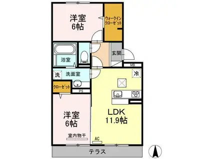 プレミアム八番館(2LDK/1階)の間取り写真