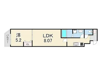 パークス神戸(1LDK/3階)の間取り写真