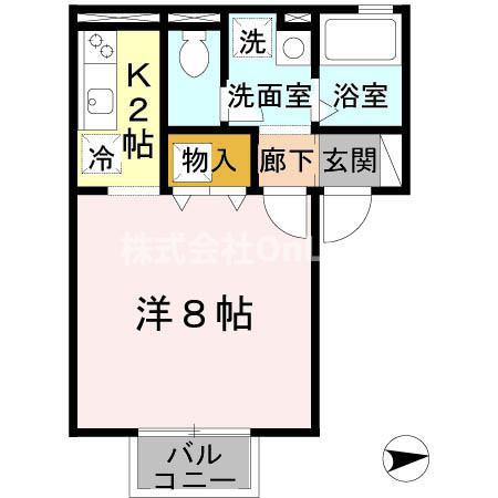 エステート光A棟(1K/1階)の間取り写真